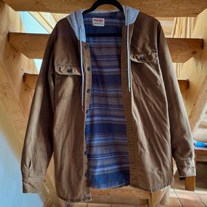 Wrangler Tan Men's Shirt Jacket with Hood